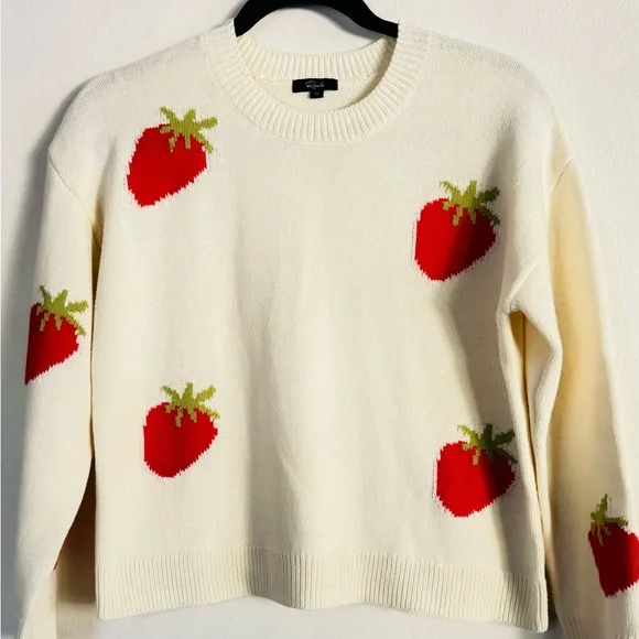 Rails “Perci” Cream Sweater with Red Strawberry Design. Size XS - Picture 5 of 12